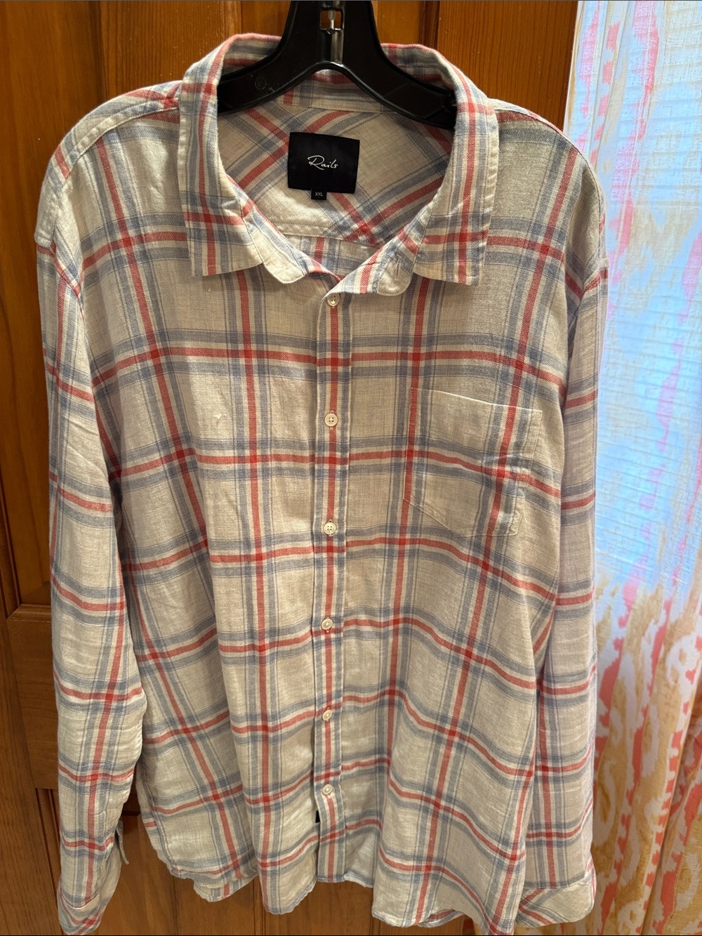 Rails Men’s Plaid Button-Down Shirt in White, Red & Blue
